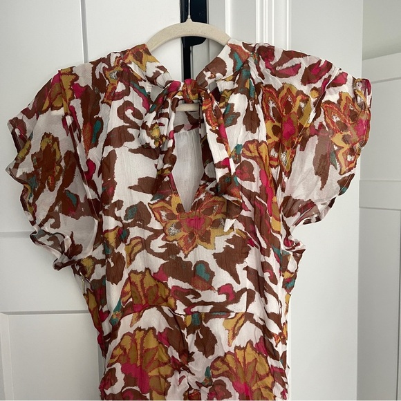 Cleobella Cecilia Ankle Dress In Shea Side Slit Print Short Sleeve - Picture 5 of 9